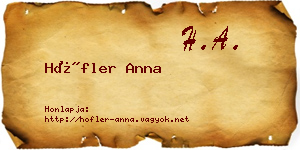 Höfler Anna névjegykártya
